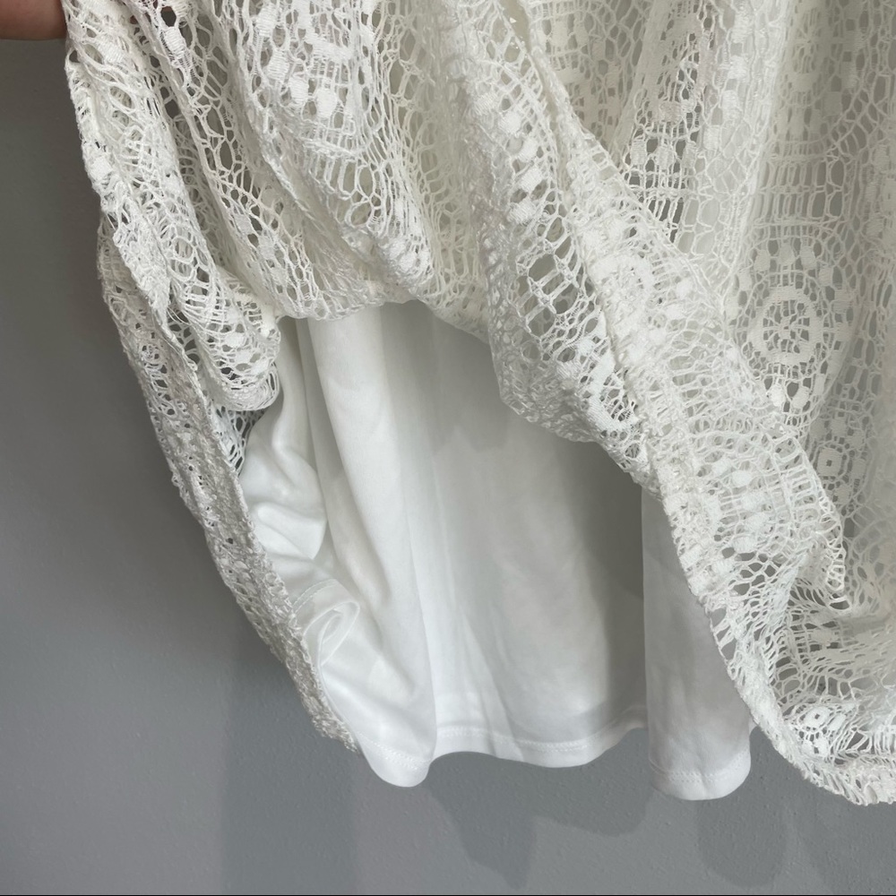 🌴NWT! Boho Crochet White Off-Shoulder Dress - Size Large - Picture 4 of 8
